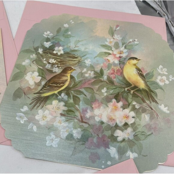 5 VINTAGE QUALITY CREST BEAUTIFUL BIRDS SCENES GREETING CARDS UNUSED ENVLEOPES - Picture 5 of 13